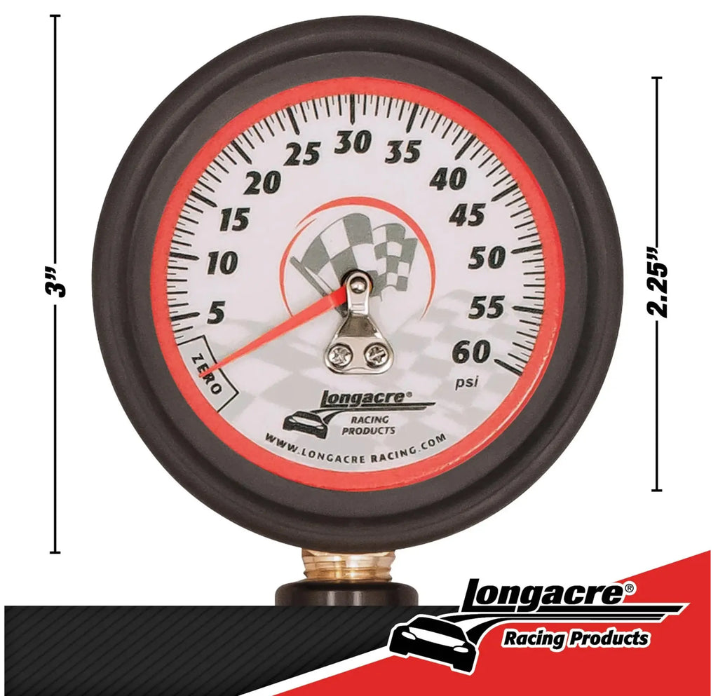 Longacre Deluxe 2½" Analog Tire Pressure Gauge 0-60 PSI